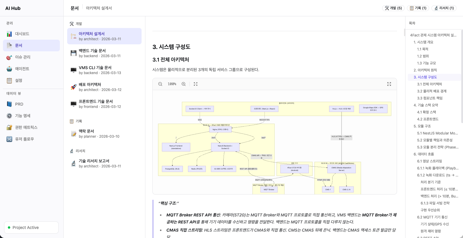 Mermaid 다이어그램이 포함된 아키텍처 문서
